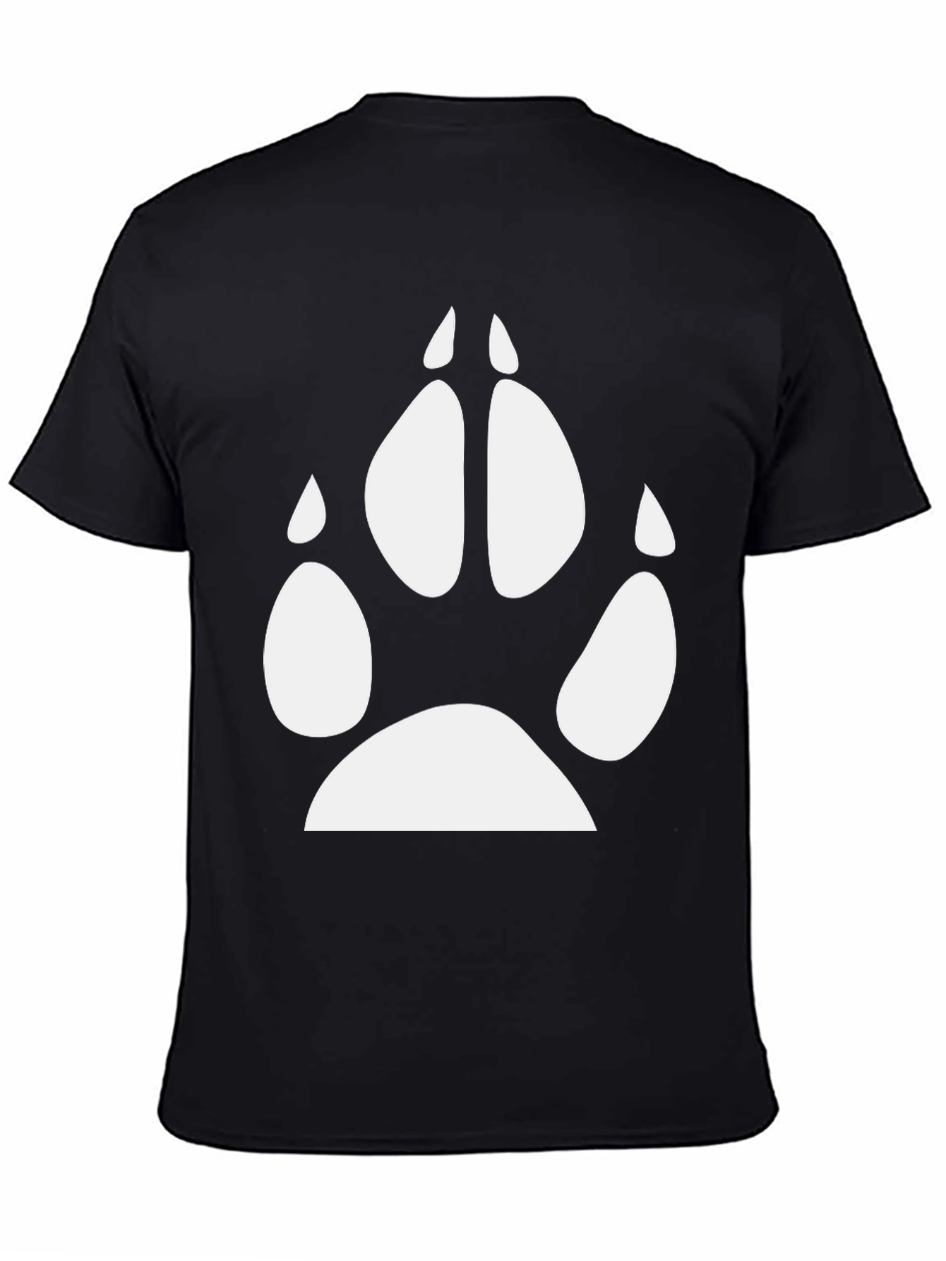 Mens Black T-Shirt with White Paw Print Design