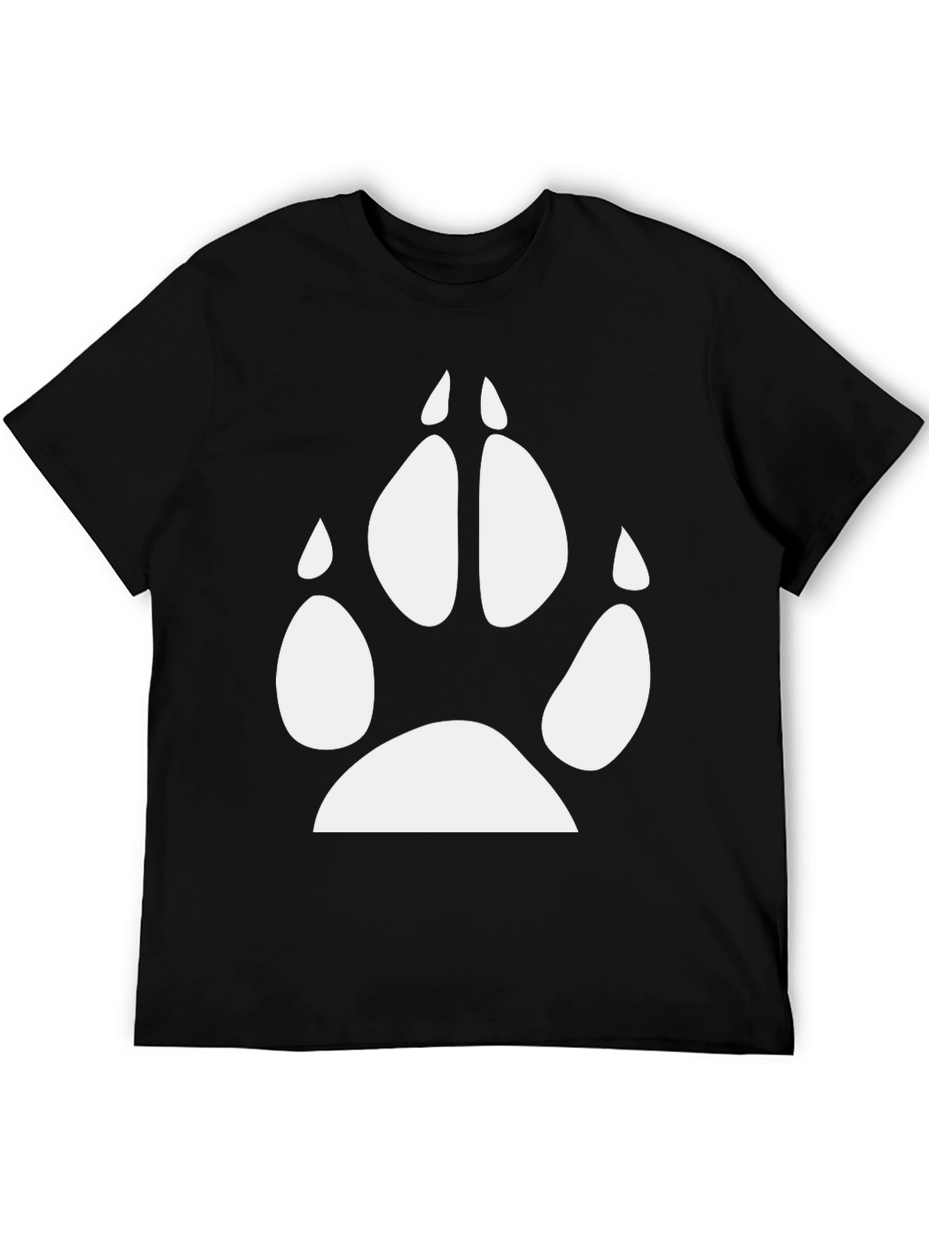 Mens Black T-Shirt with White Paw Print Design