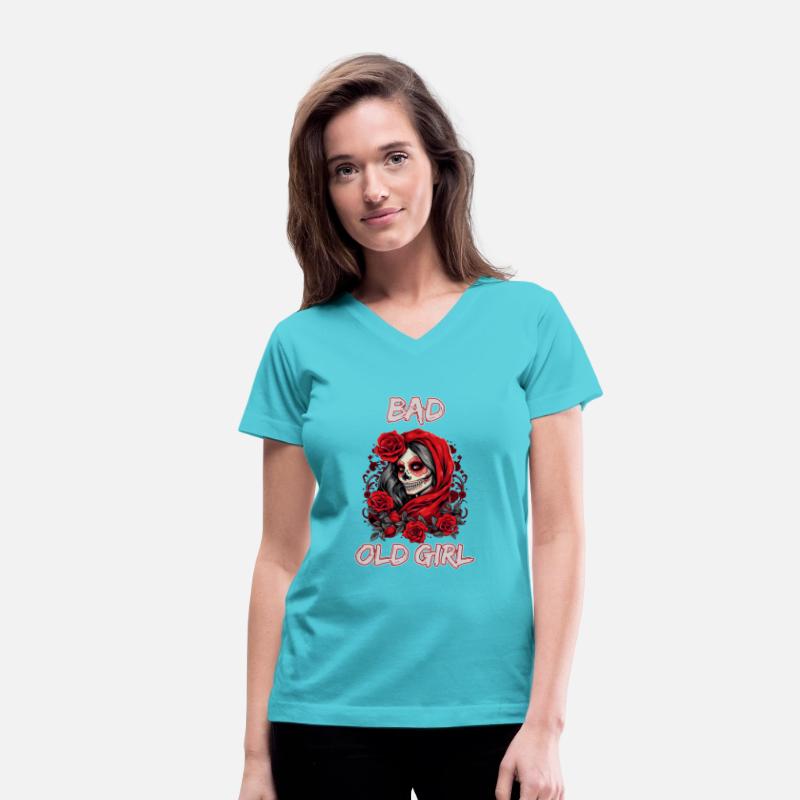 Bad Old Girl Rose Skull Sarcasm Ironic Biker
