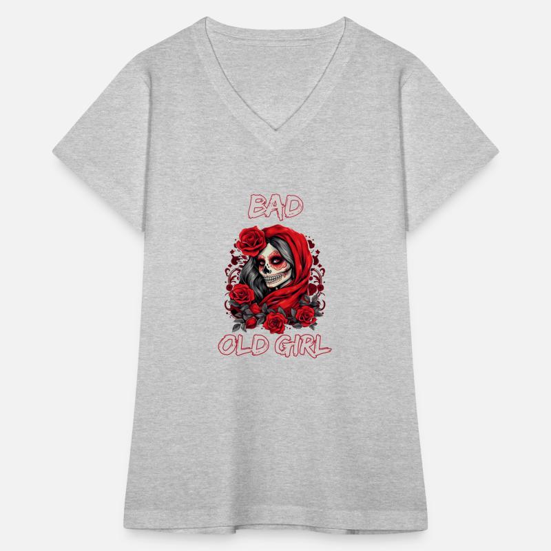 Bad Old Girl Rose Skull Sarcasm Ironic Biker