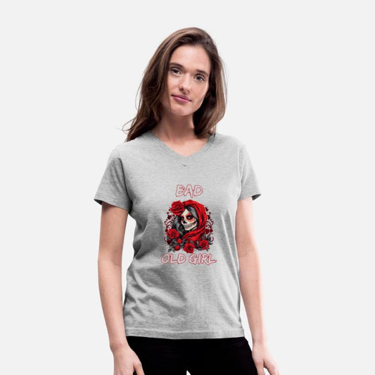 Bad Old Girl Rose Skull Sarcasm Ironic Biker