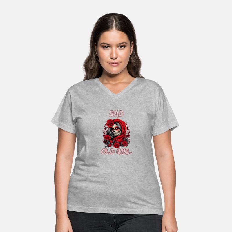 Bad Old Girl Rose Skull Sarcasm Ironic Biker