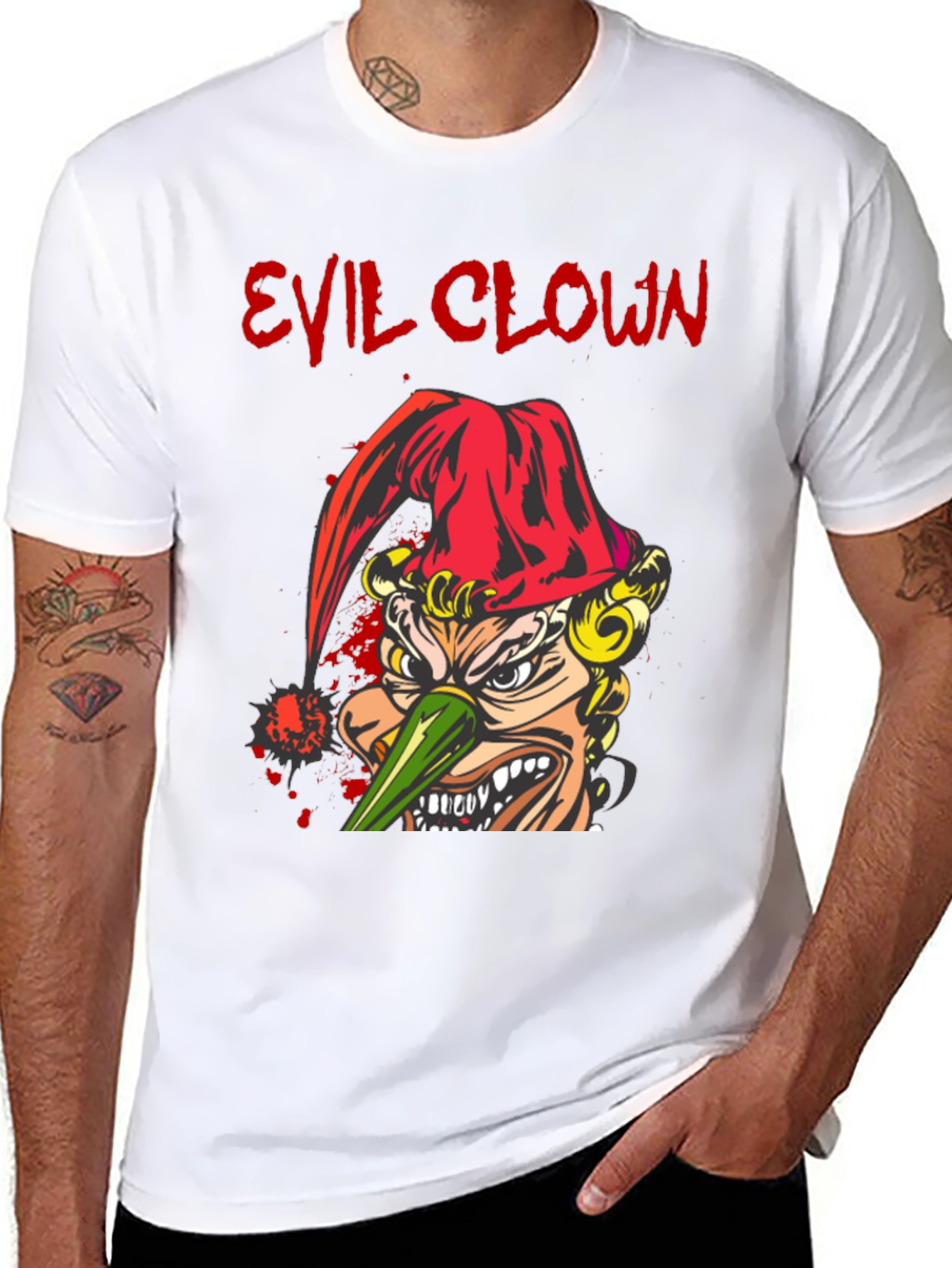 Evil Clown Graphic Print Black T-Shirt