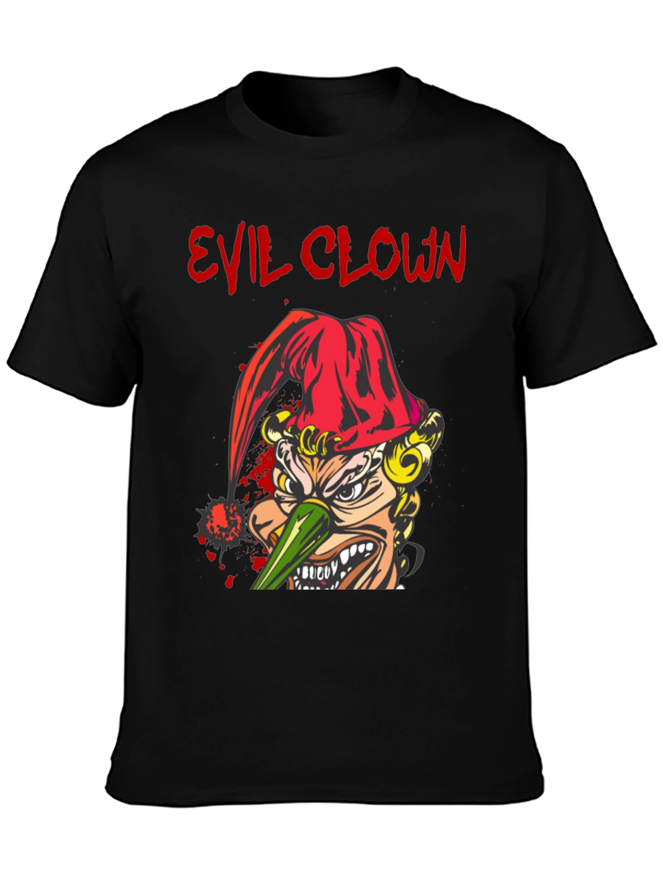 Evil Clown Graphic Print Black T-Shirt