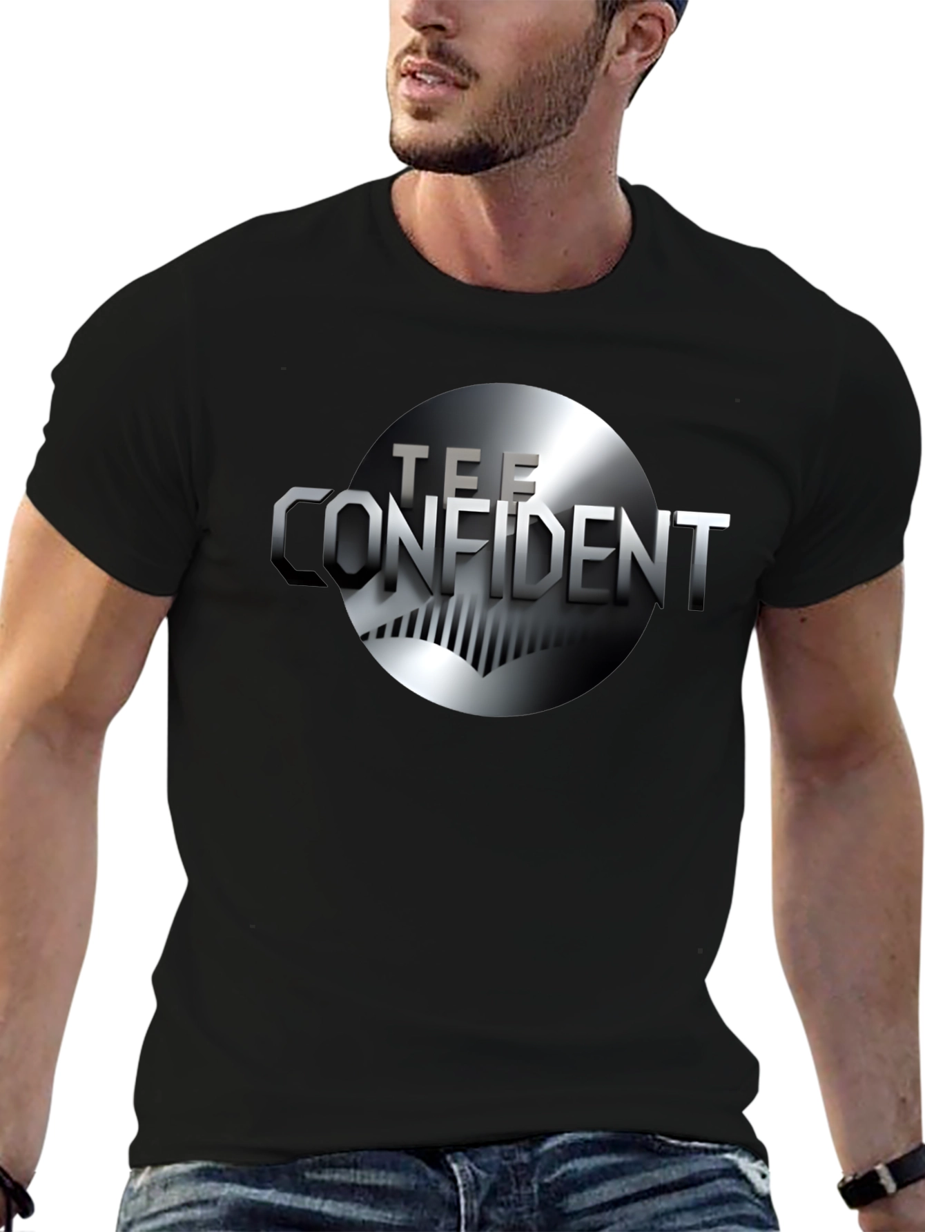 Tee Confident Black Graphic T-Shirt - Modern Design