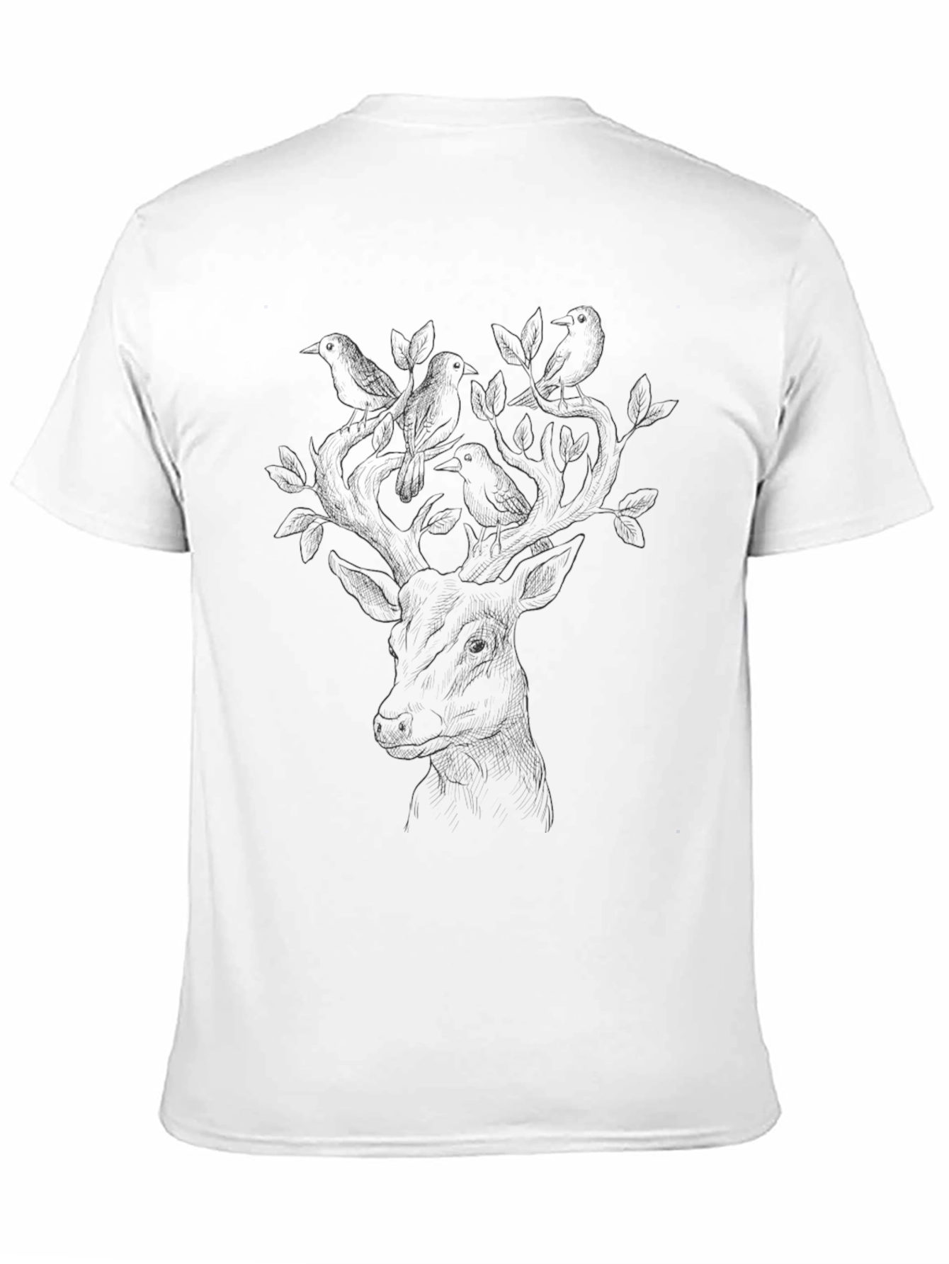 Deer & Birds Graphic Tee - Nature Inspired Design