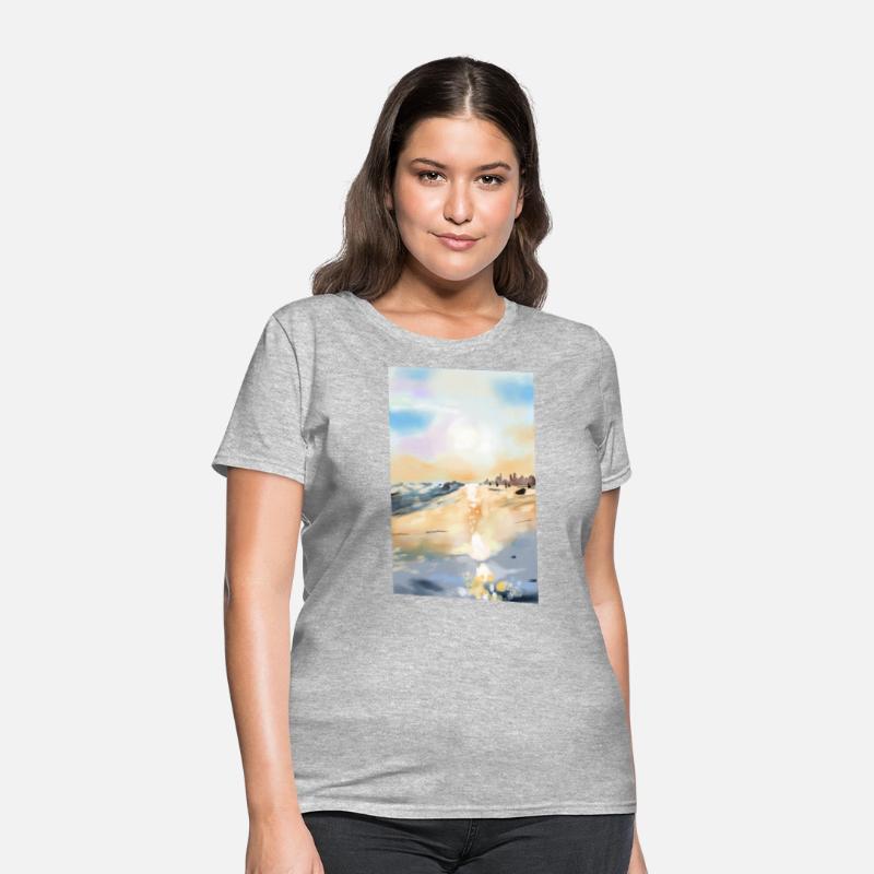 Beautiful sea side in oil painting