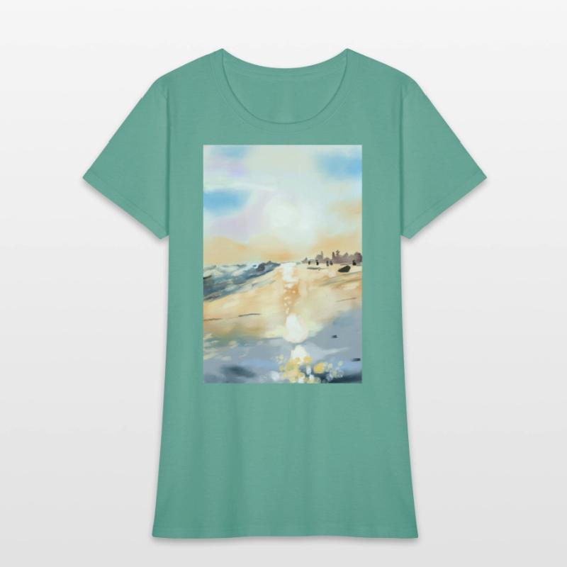 Beautiful sea side in oil painting