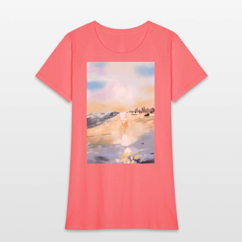 Beautiful sea side in oil painting