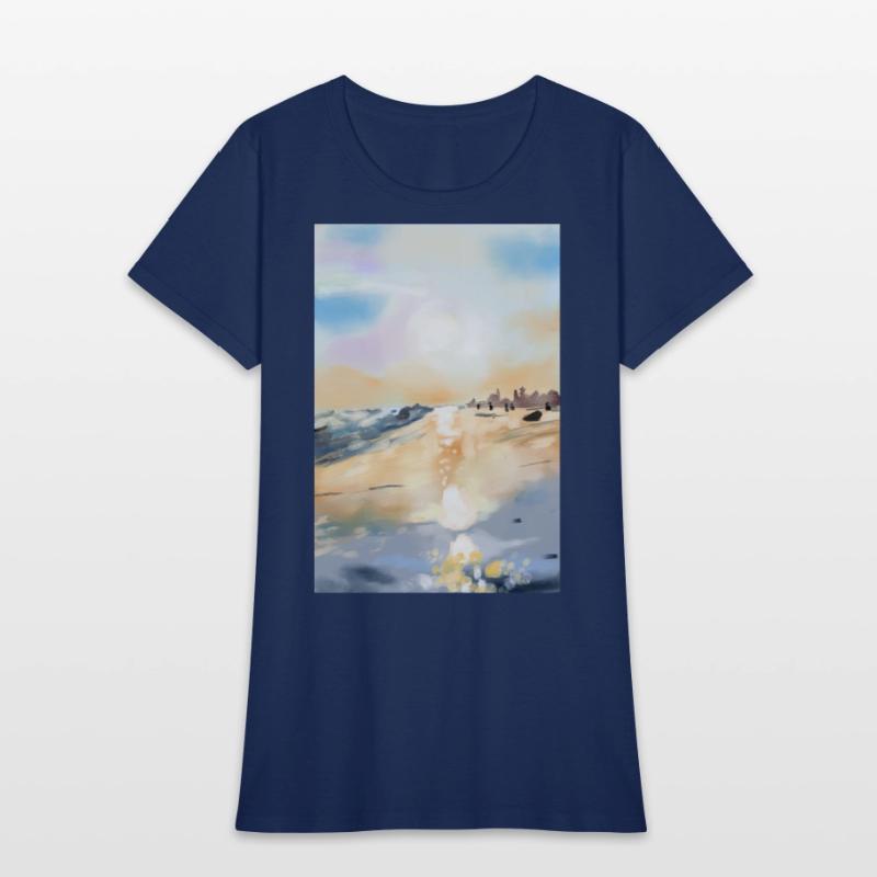 Beautiful sea side in oil painting