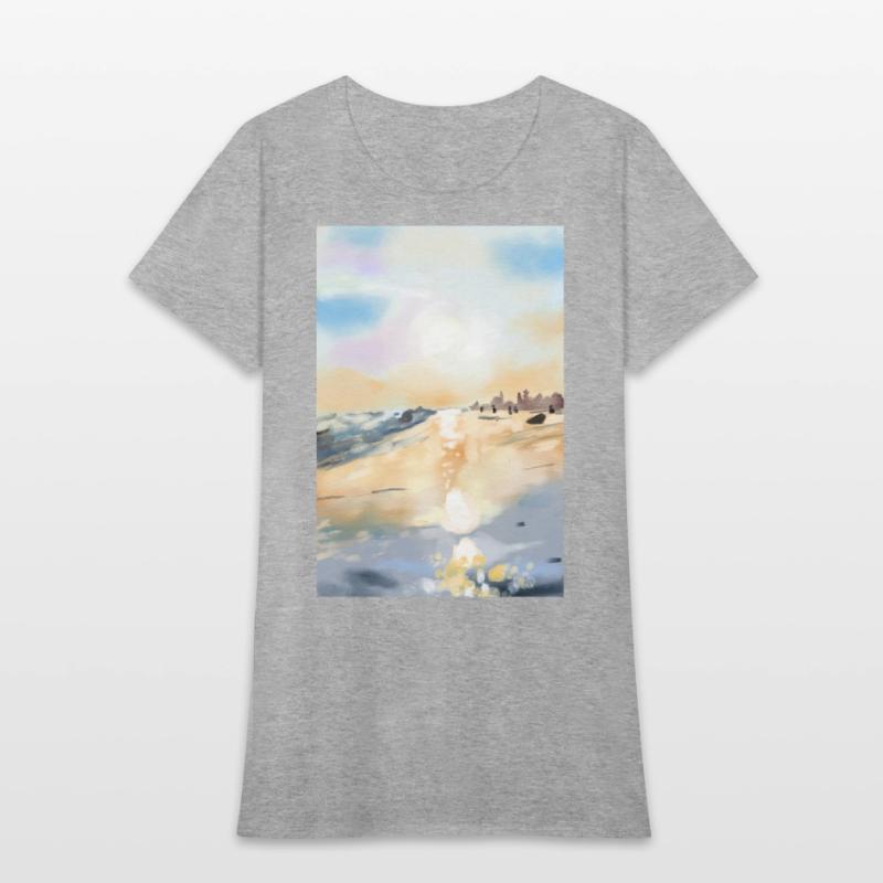 Beautiful sea side in oil painting