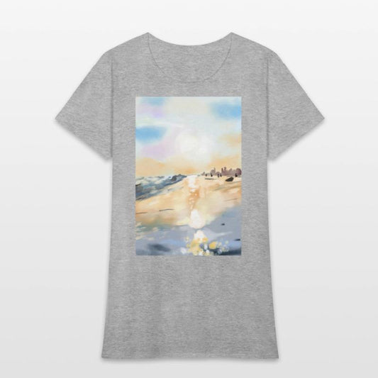 Beautiful sea side in oil painting