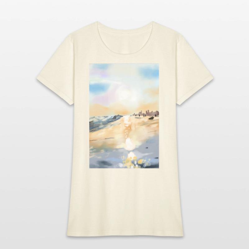 Beautiful sea side in oil painting