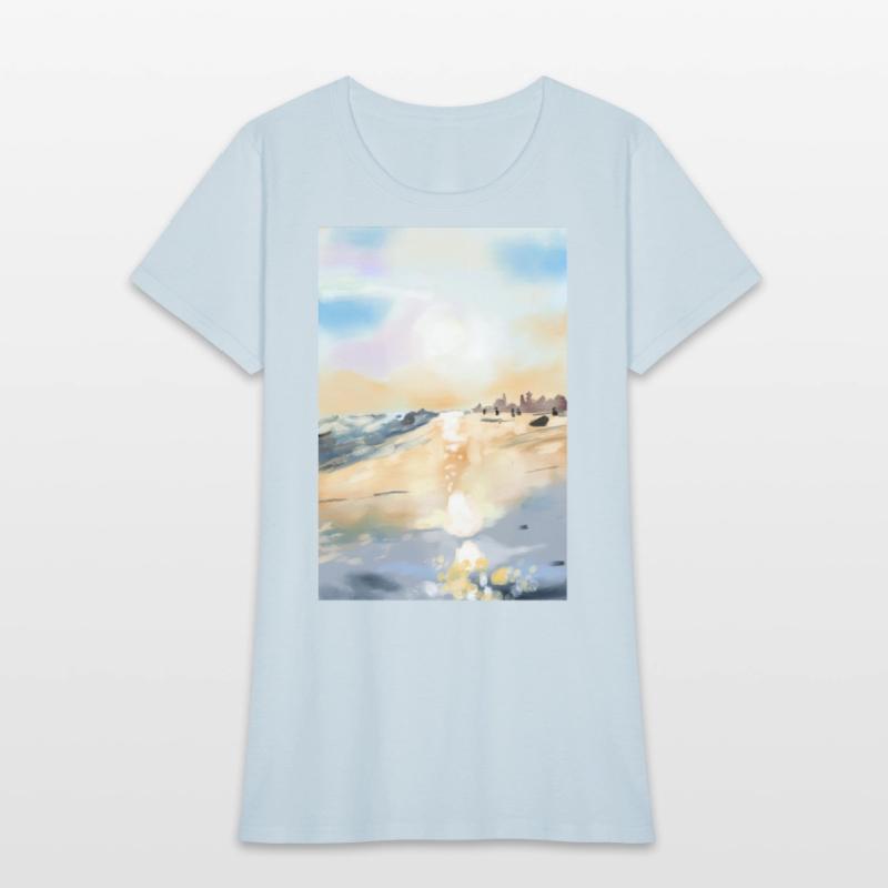 Beautiful sea side in oil painting