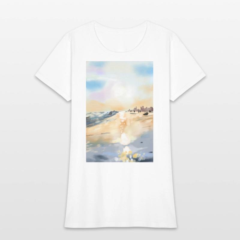 Beautiful sea side in oil painting