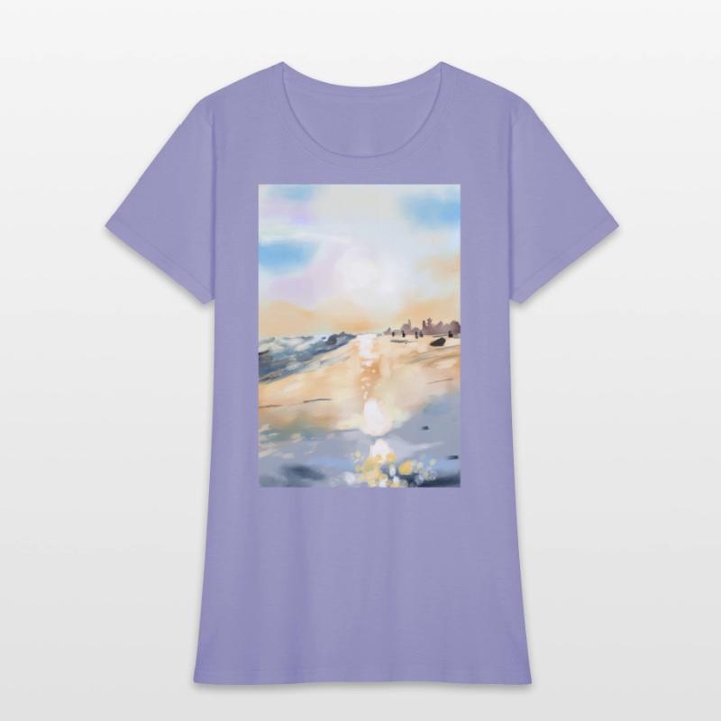 Beautiful sea side in oil painting