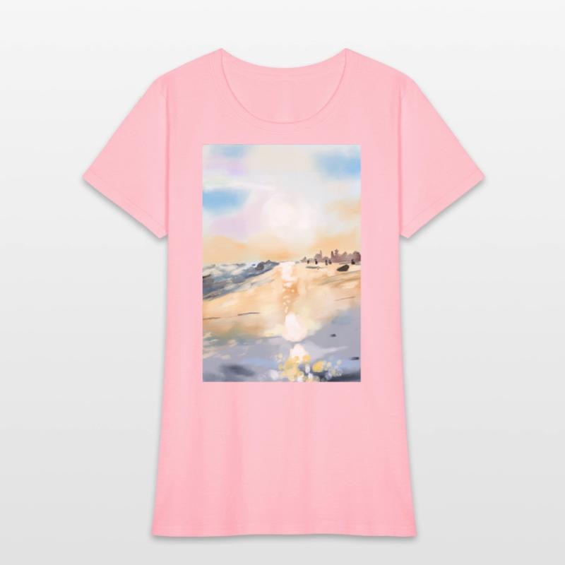 Beautiful sea side in oil painting