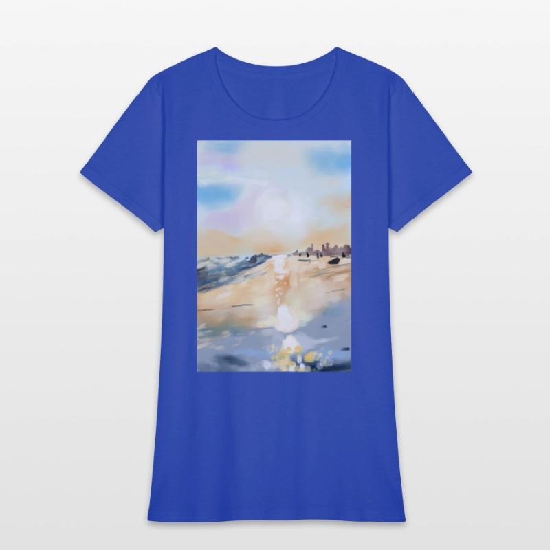 Beautiful sea side in oil painting