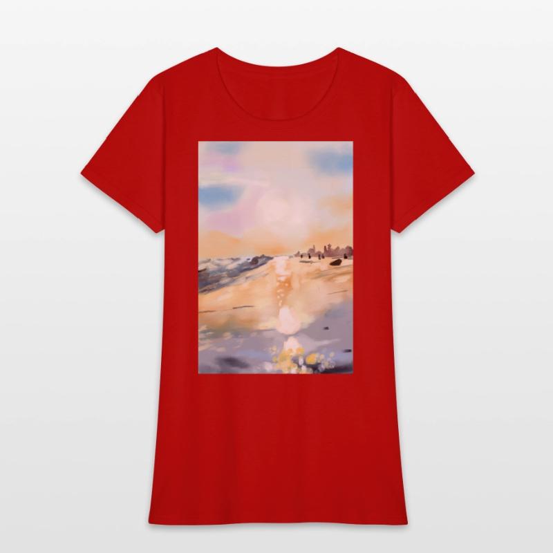 Beautiful sea side in oil painting