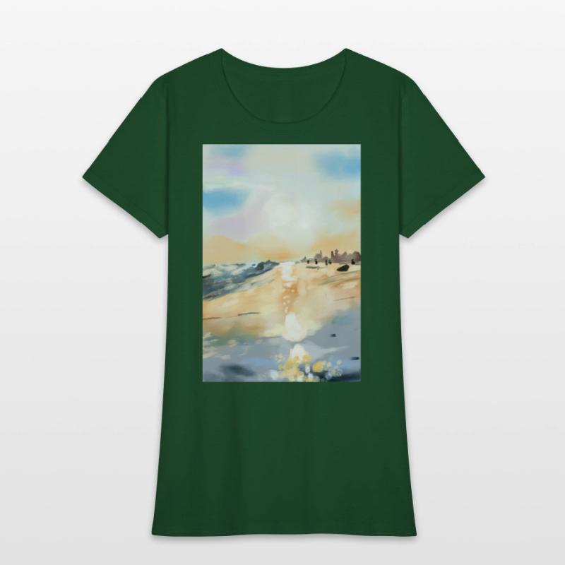 Beautiful sea side in oil painting