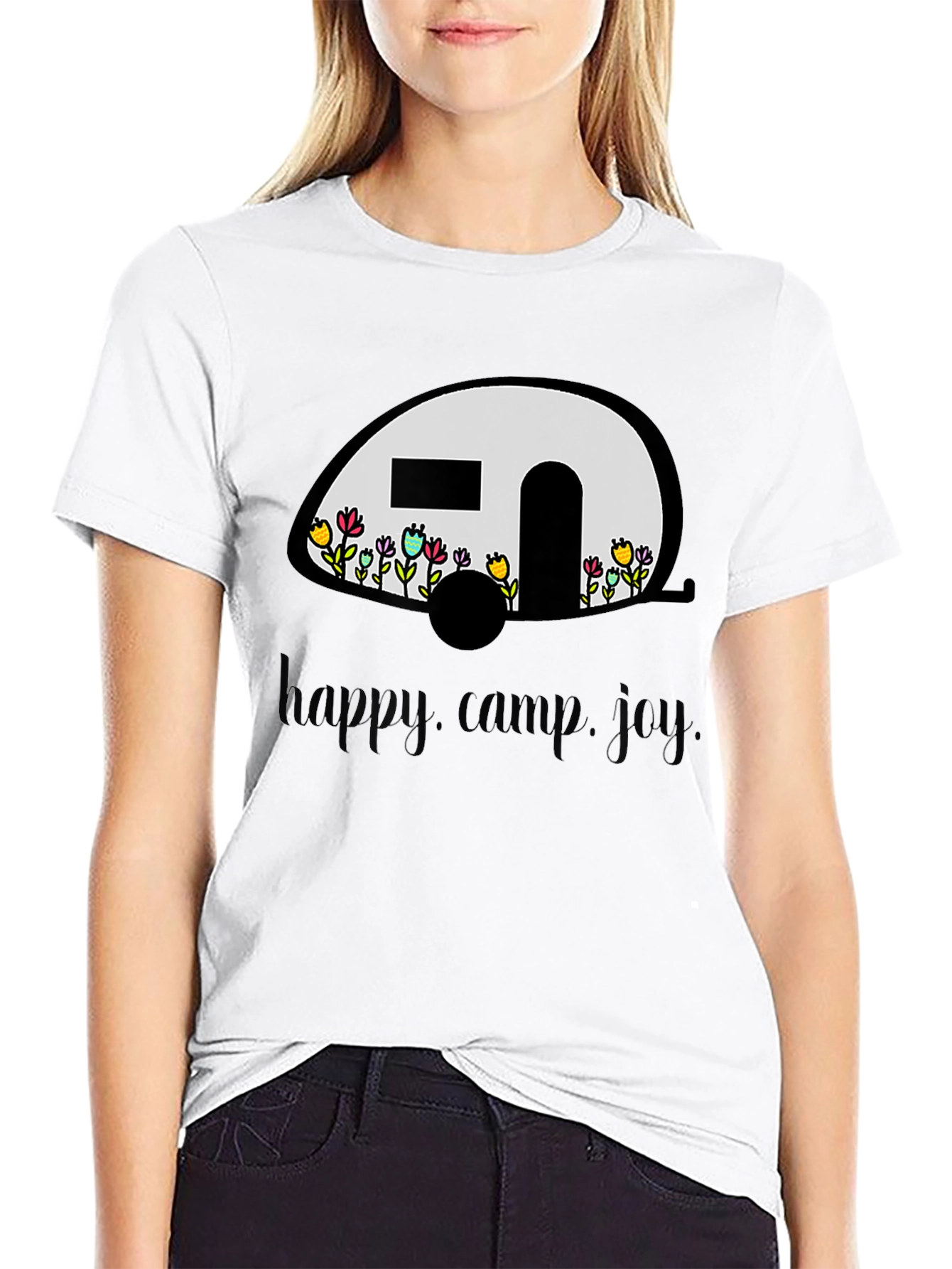 Happy Camper Graphic T-Shirt - Black