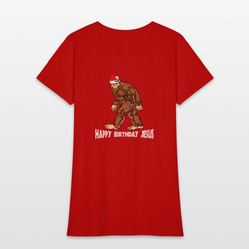 Bigfoot Christmas Shirt Boys Kids Youth Women Men