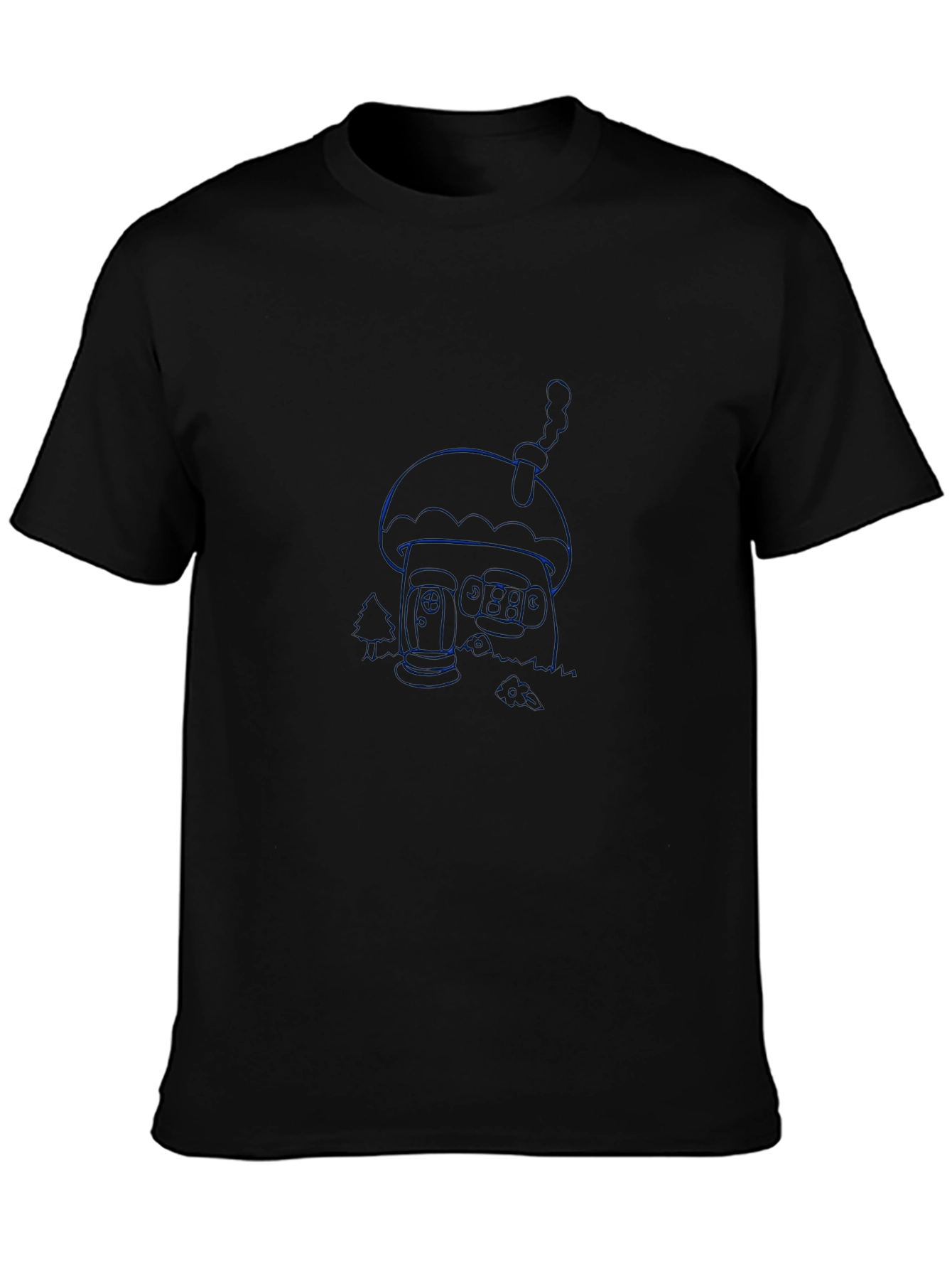 Mens Black Graphic T-Shirt - Unique Blue Design