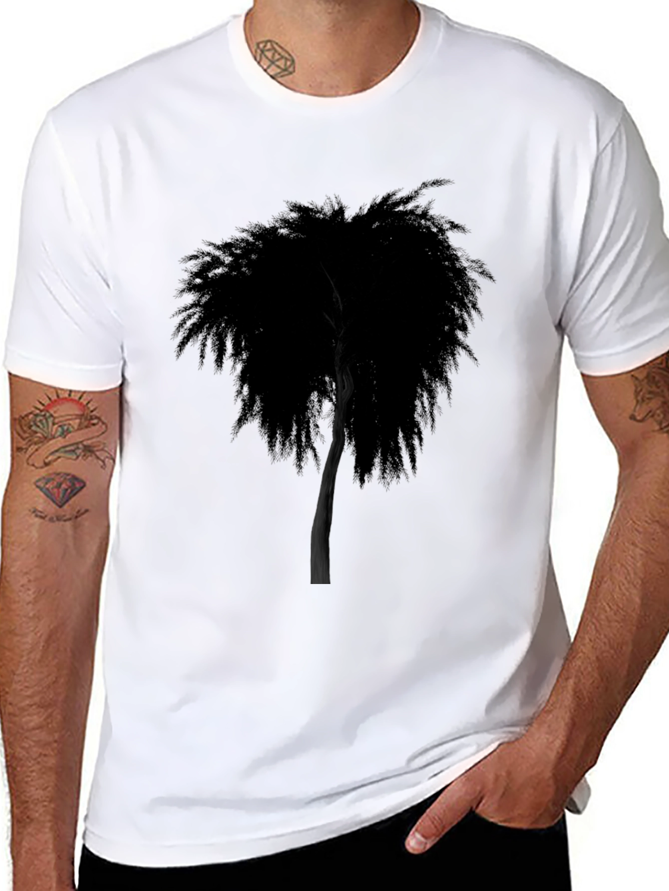 Modern Tree Graphic Black T-Shirt