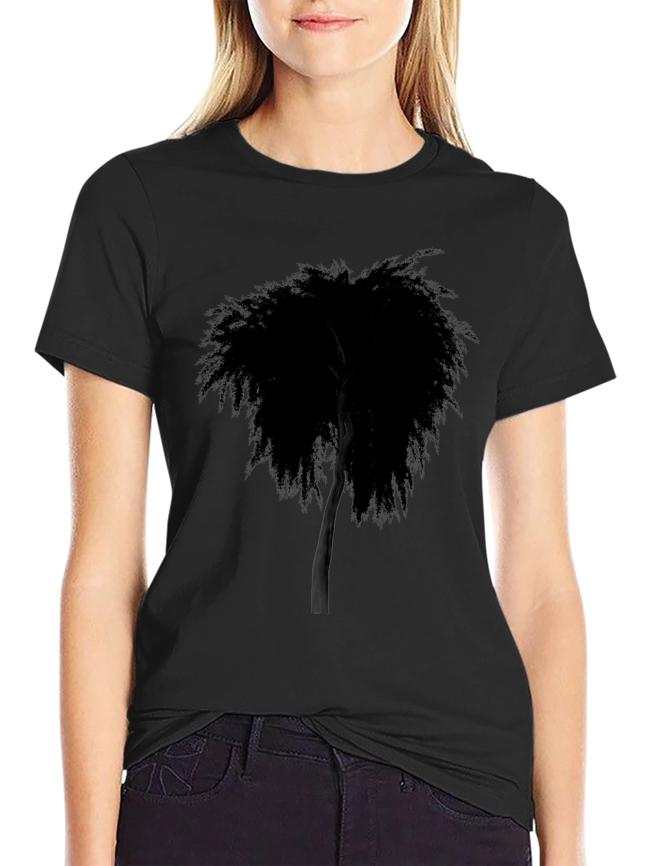 Modern Tree Graphic Black T-Shirt