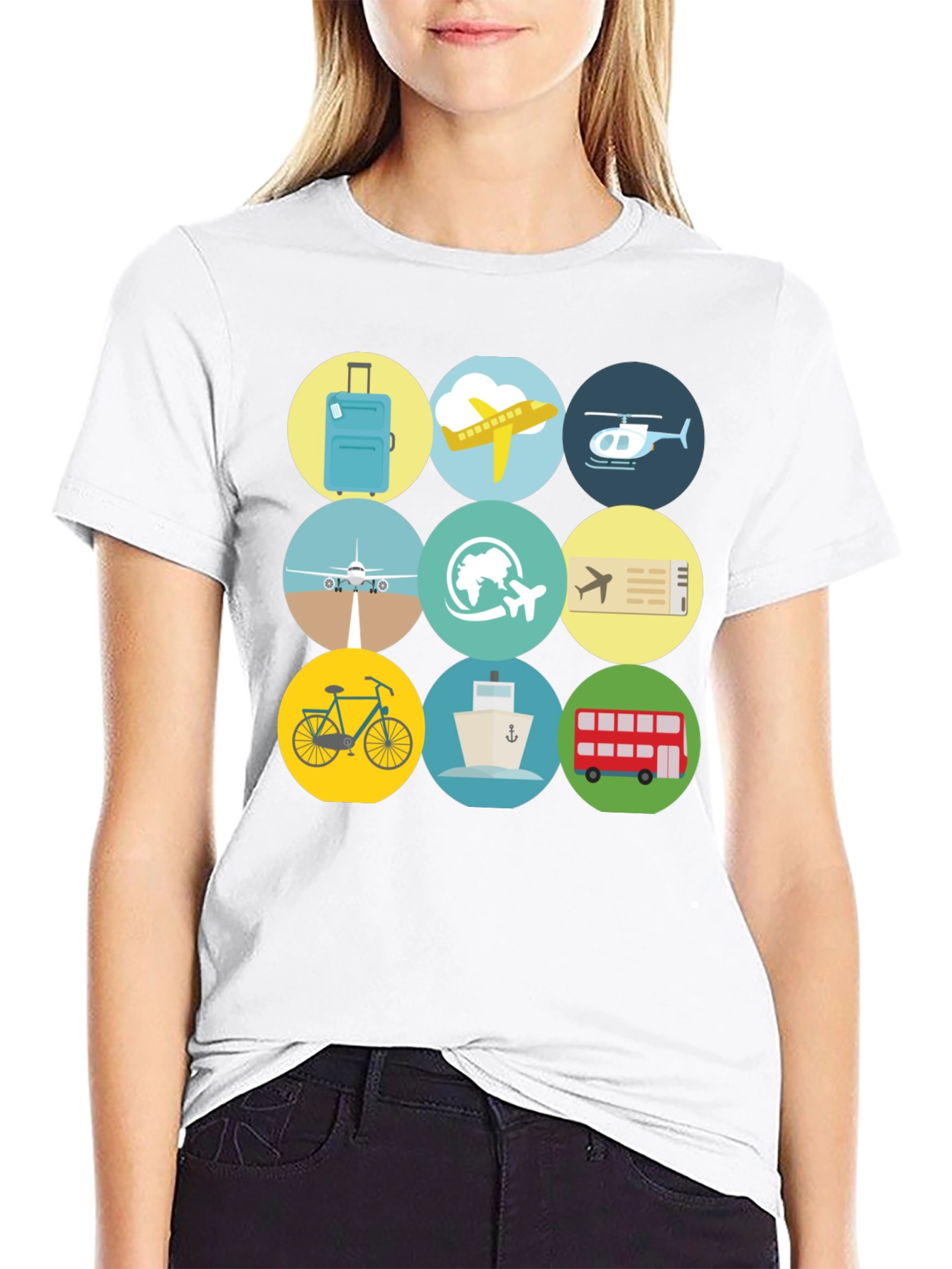 Travel Icons T-Shirt - Black Cotton Tee