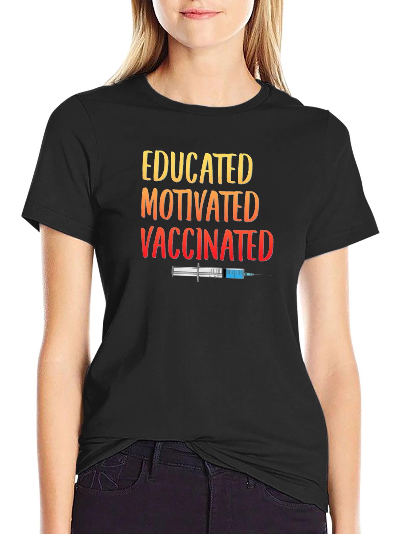 Educated Motivated Vaccinated Graphic T-Shirt
