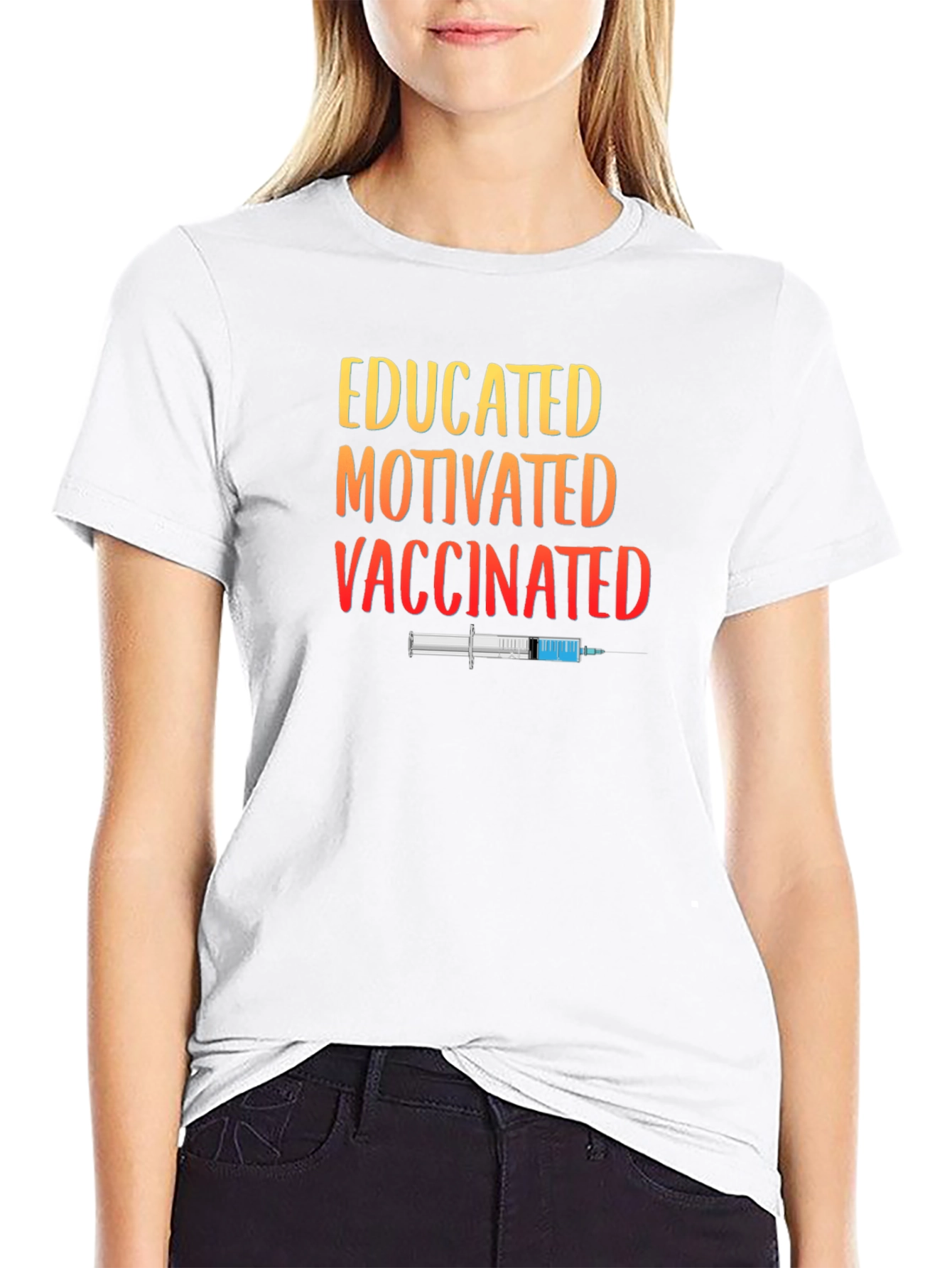 Educated Motivated Vaccinated Graphic T-Shirt