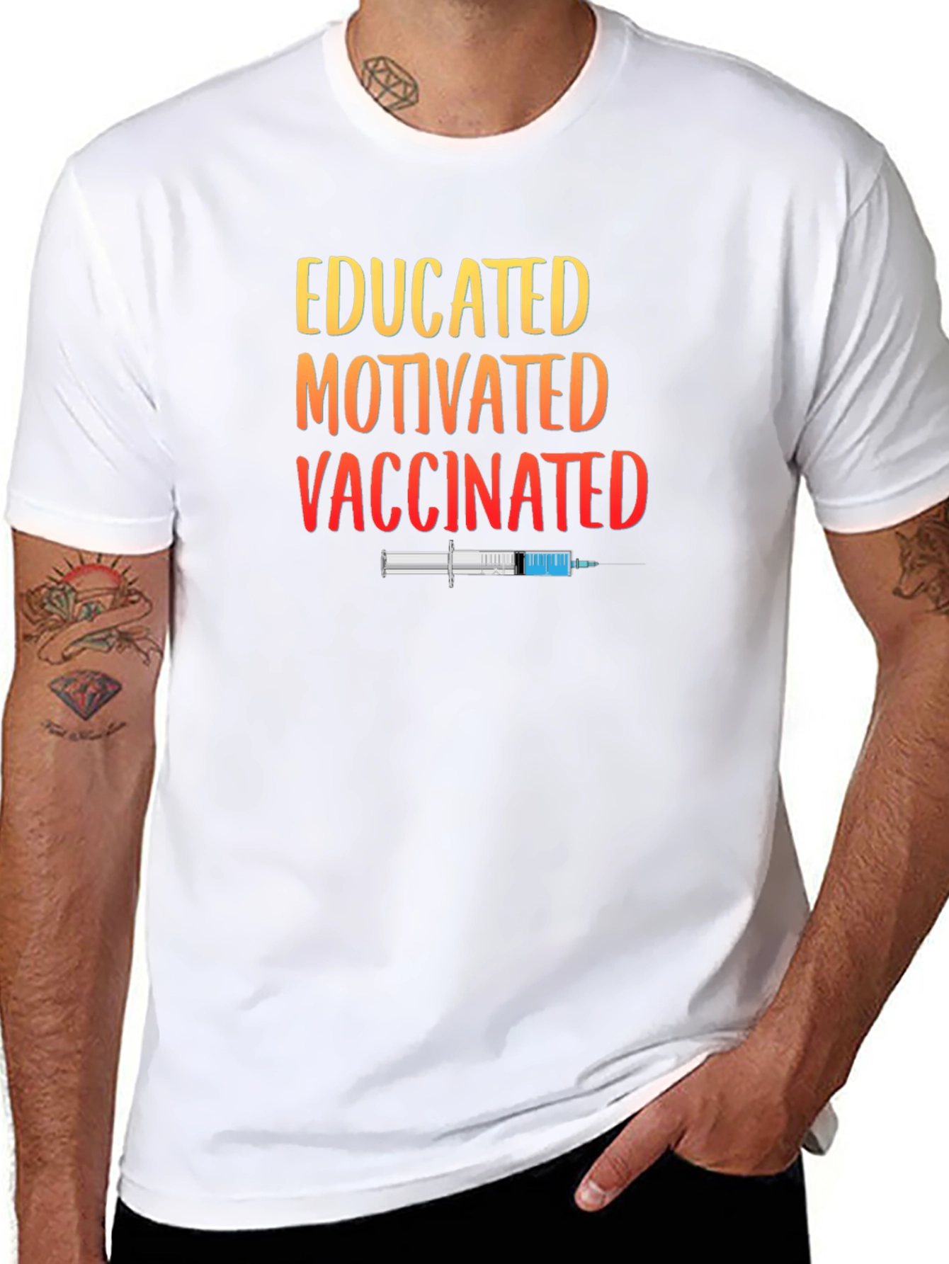 Educated Motivated Vaccinated Graphic T-Shirt