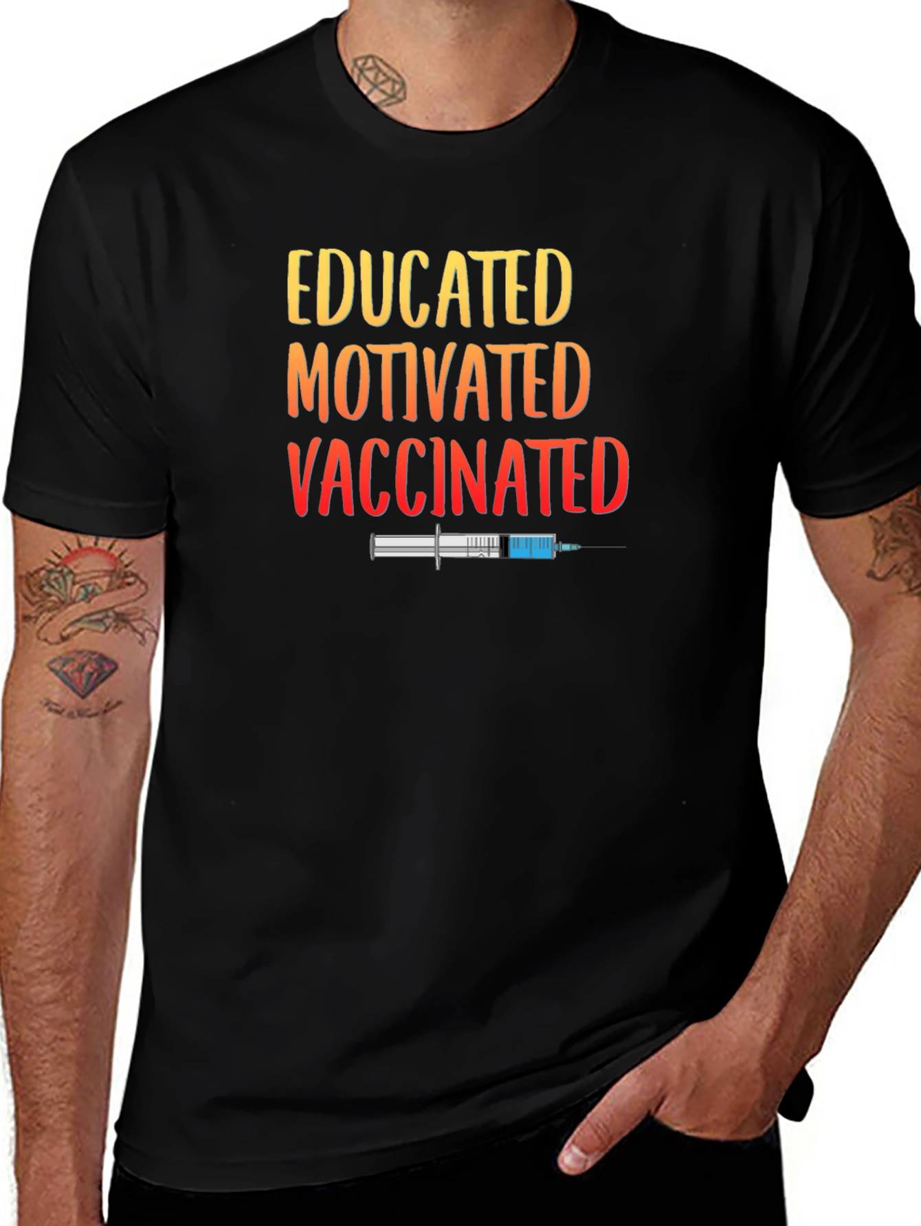 Educated Motivated Vaccinated Graphic T-Shirt