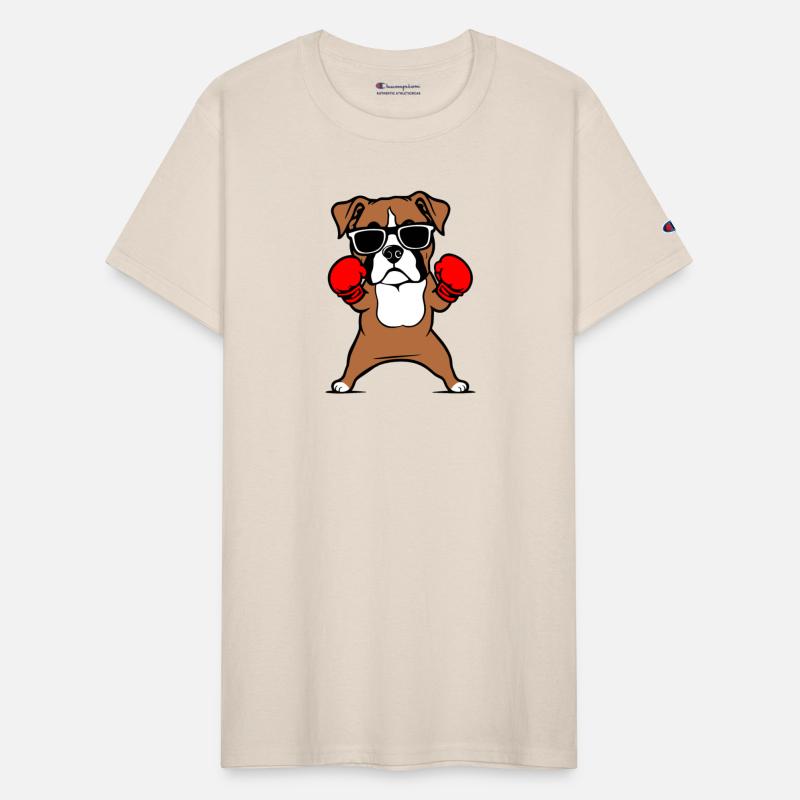 Boxer Dog Wearing Boxing Gloves & Sunglasses