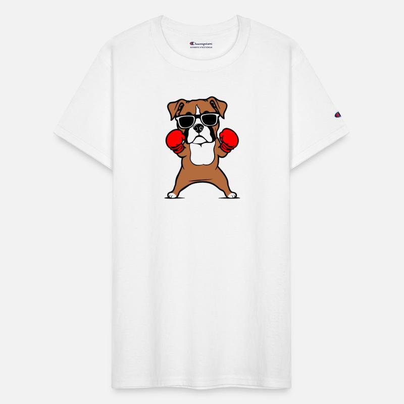 Boxer Dog Wearing Boxing Gloves & Sunglasses