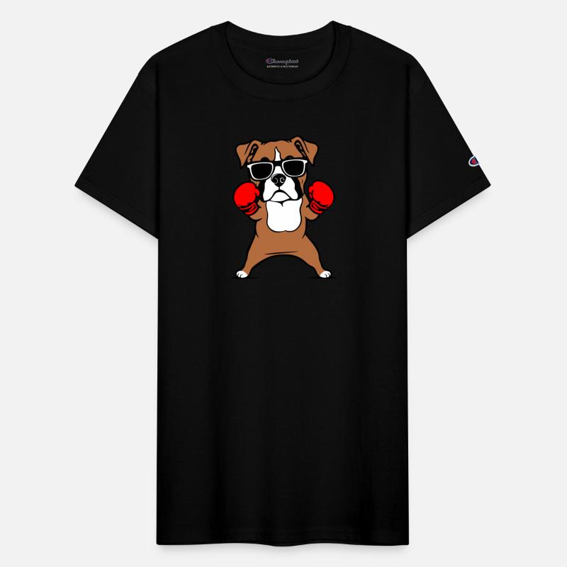 Boxer Dog Wearing Boxing Gloves & Sunglasses