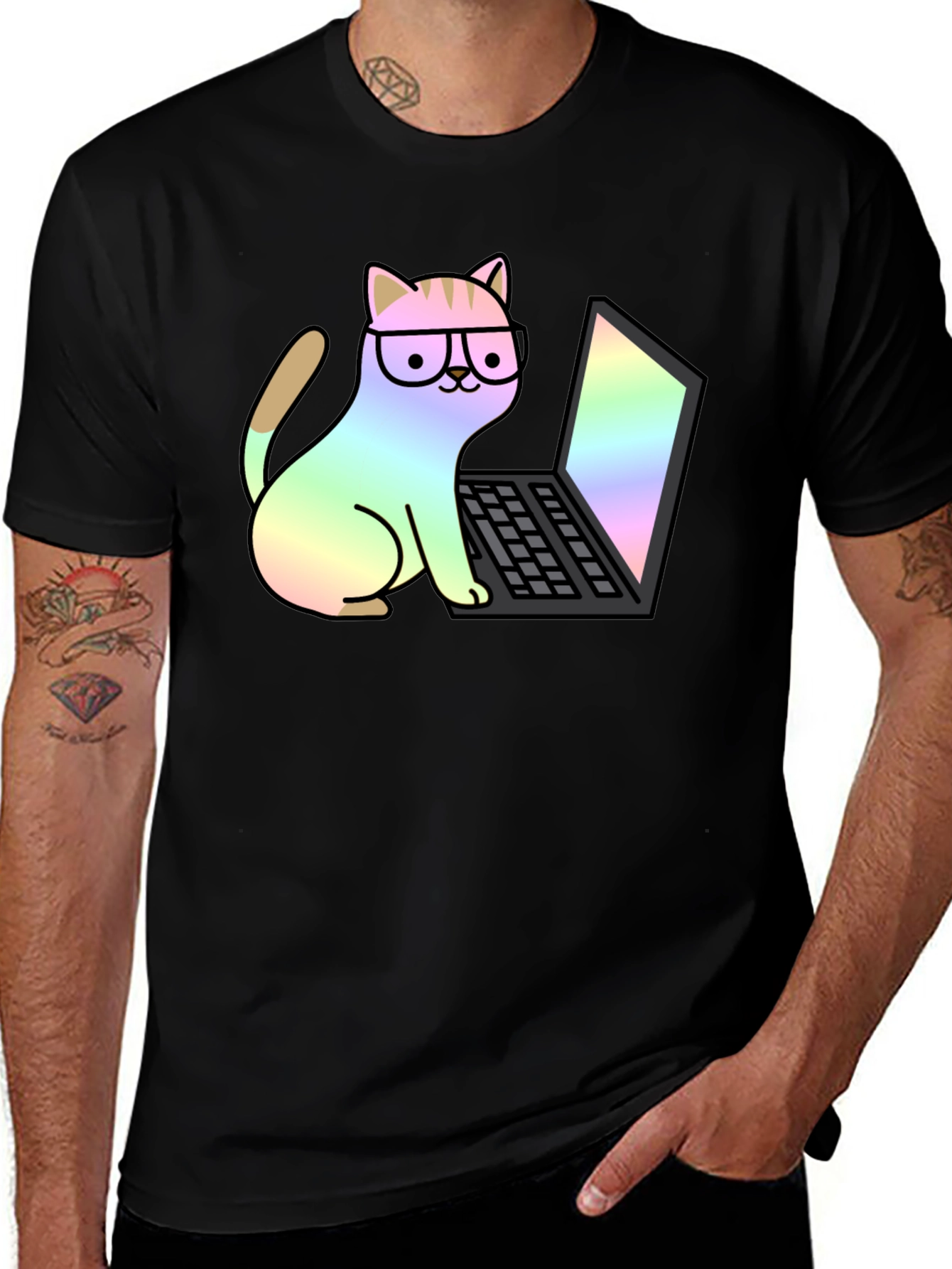 Cat Coder T-Shirt - Black Unisex