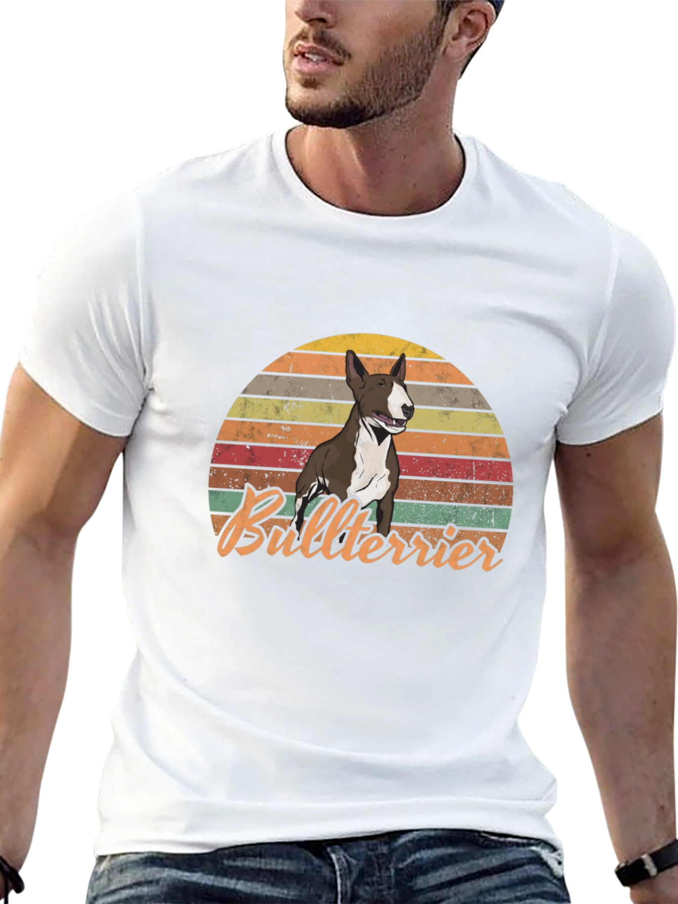 Retro Bullterrier Sunset T-Shirt