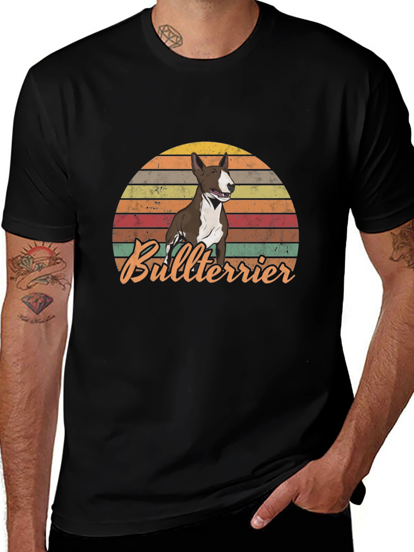 Retro Bullterrier Sunset T-Shirt
