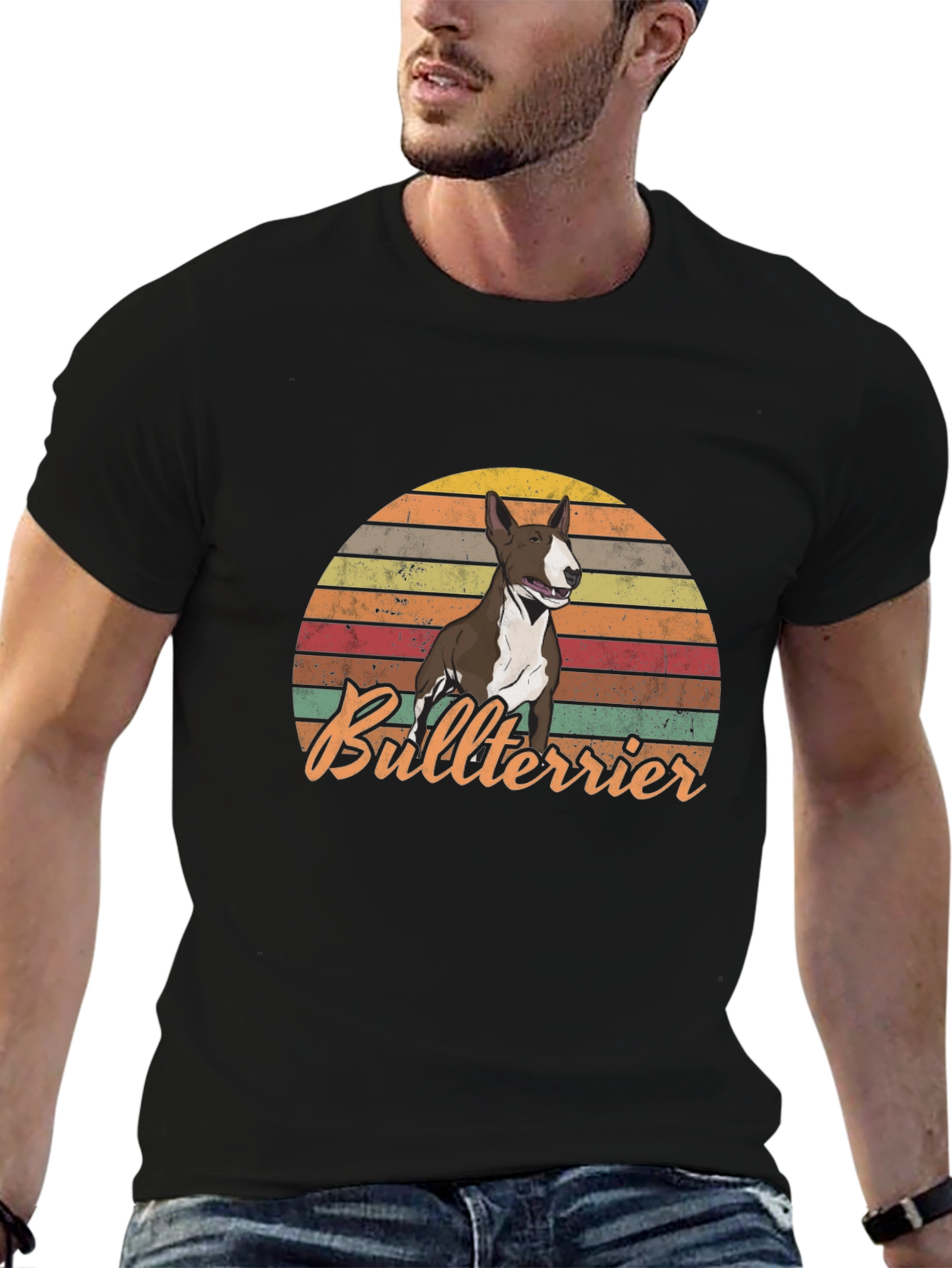 Retro Bullterrier Sunset T-Shirt