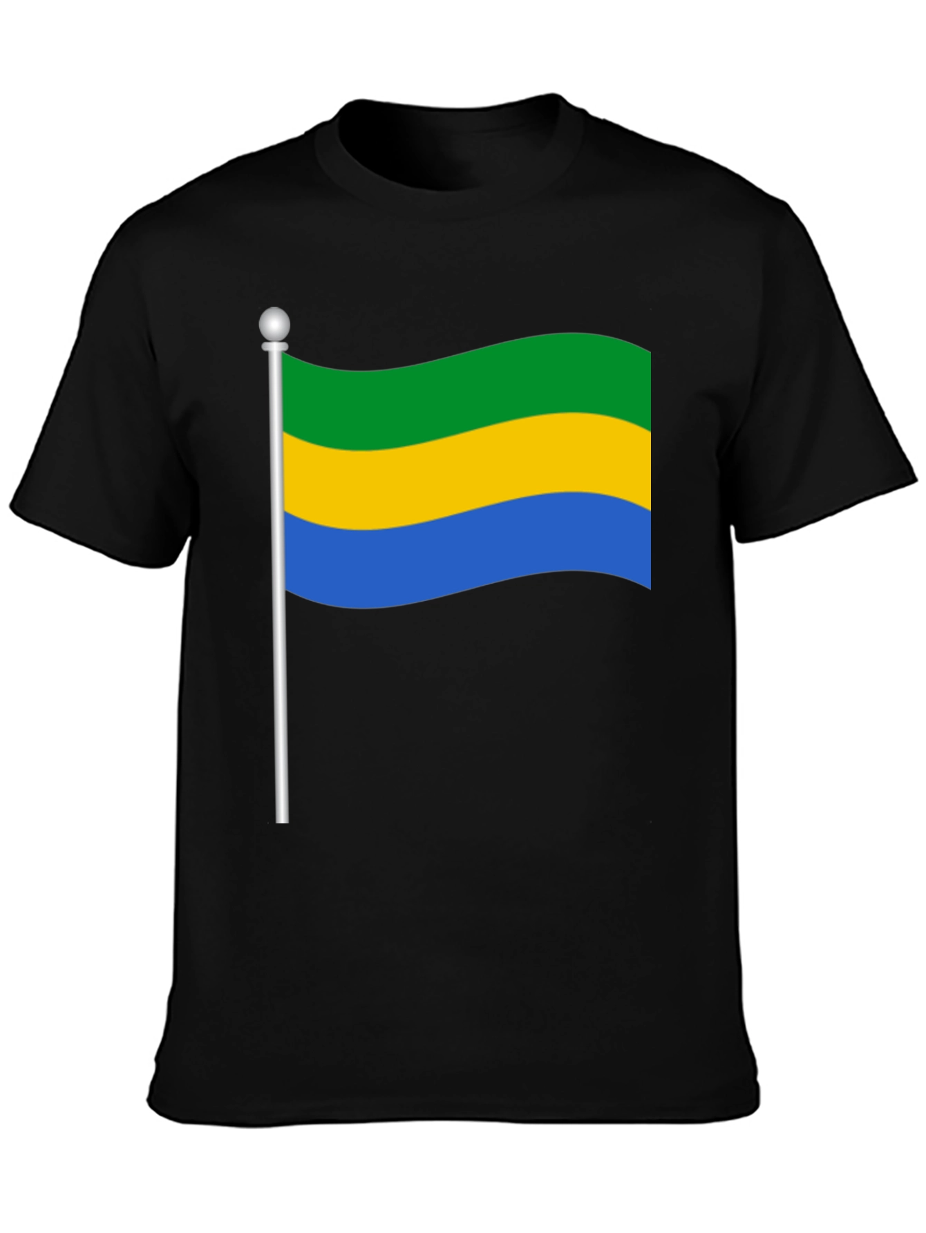 Gabon Flag Graphic Tee - Black T-Shirt
