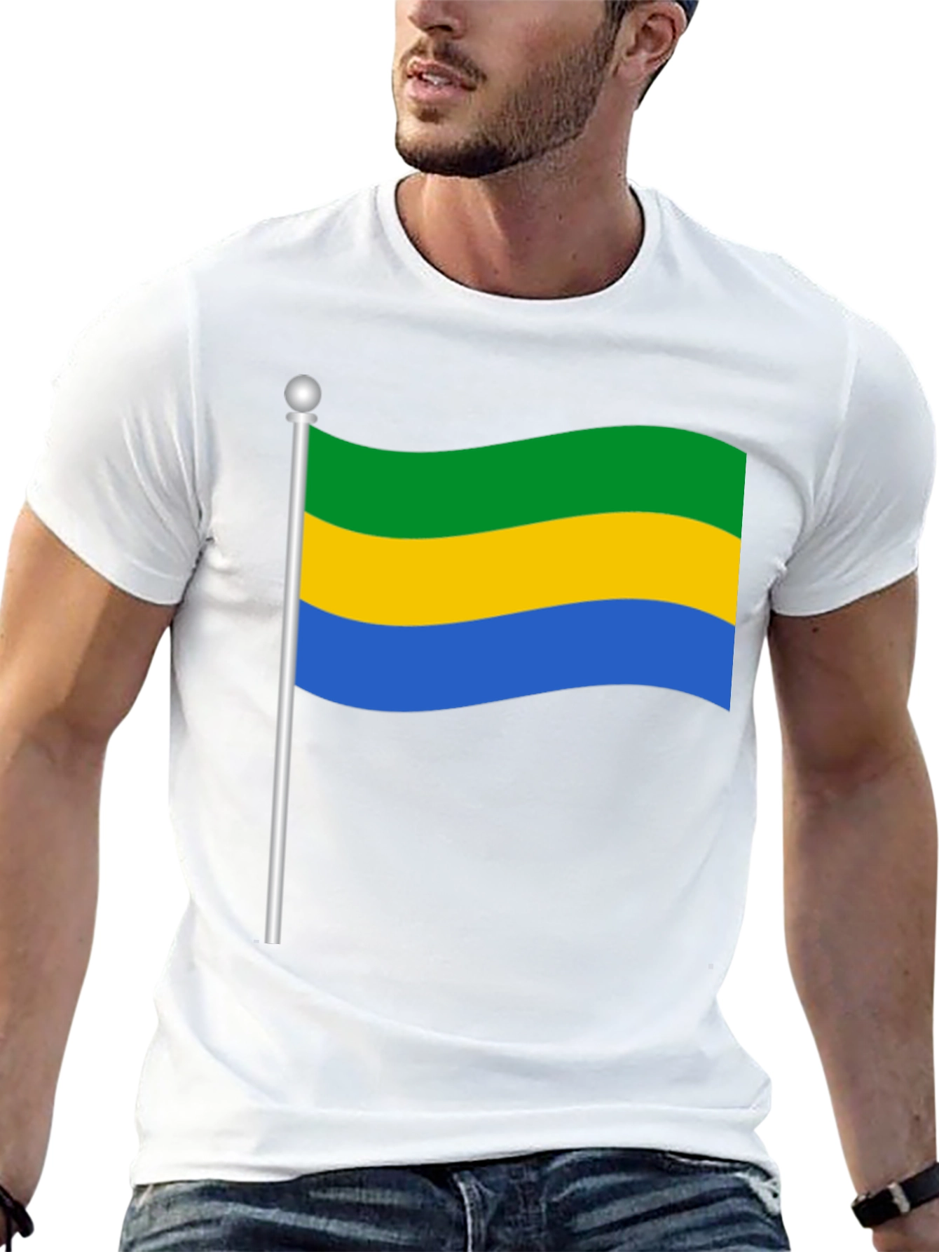 Gabon Flag Graphic Tee - Black T-Shirt