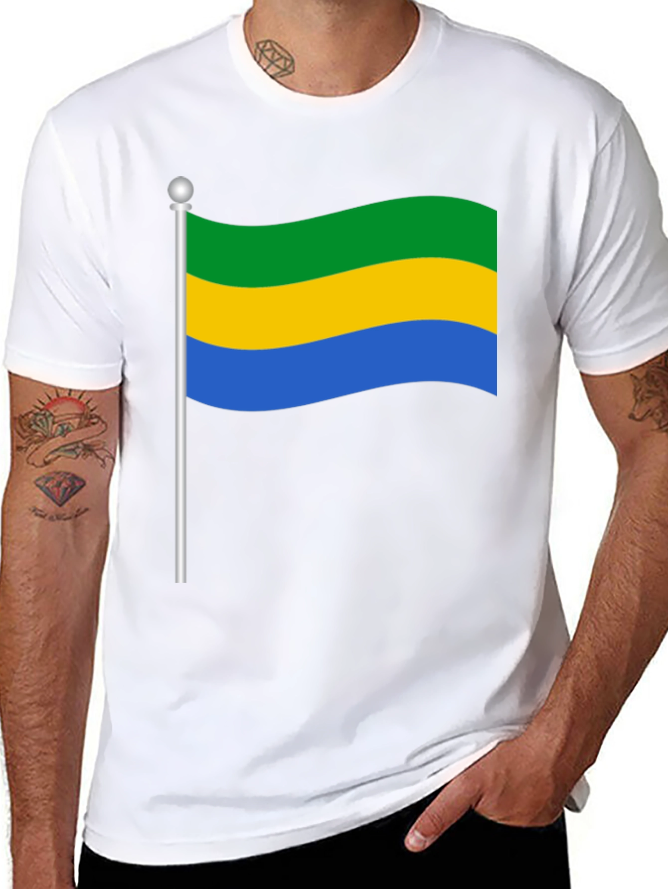 Gabon Flag Graphic Tee - Black T-Shirt