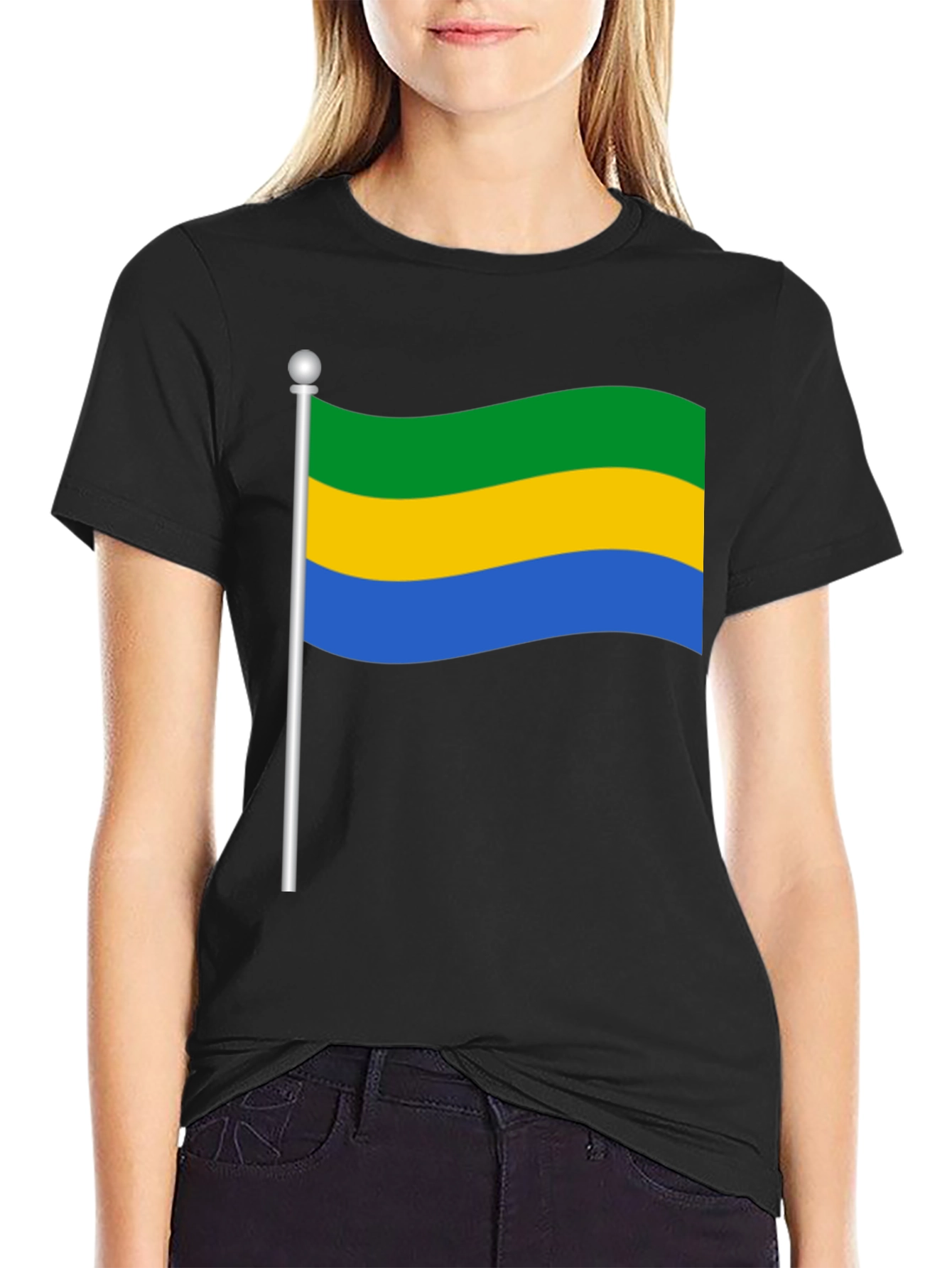 Gabon Flag Graphic Tee - Black T-Shirt
