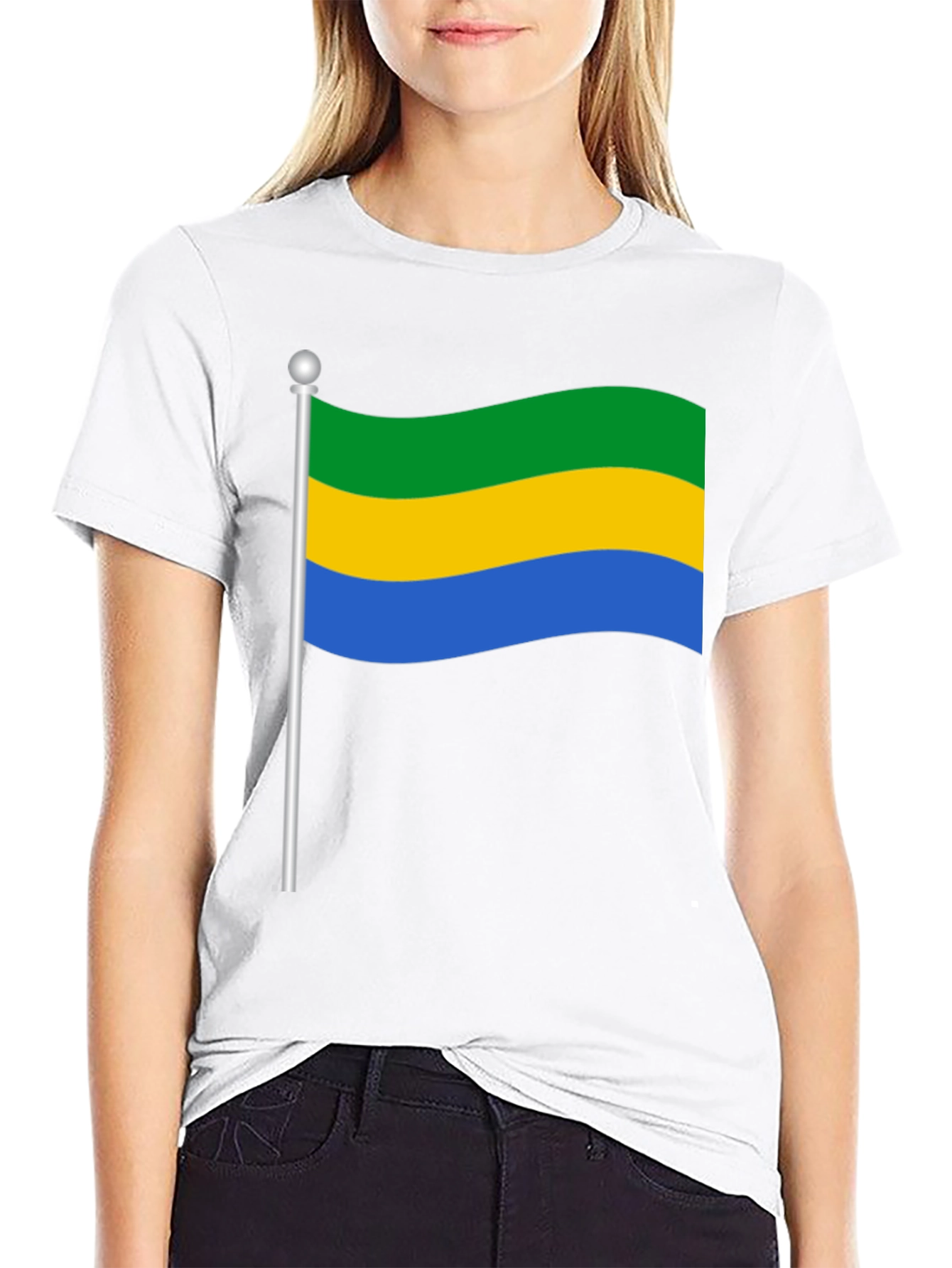 Gabon Flag Graphic Tee - Black T-Shirt