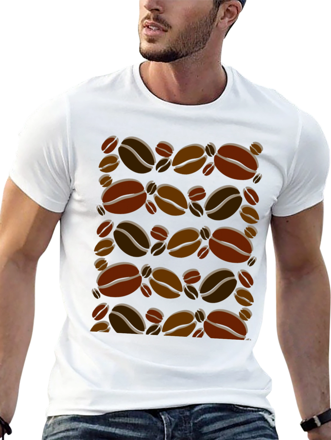 Coffee Bean Print T-Shirt - Trendy Graphic Tee