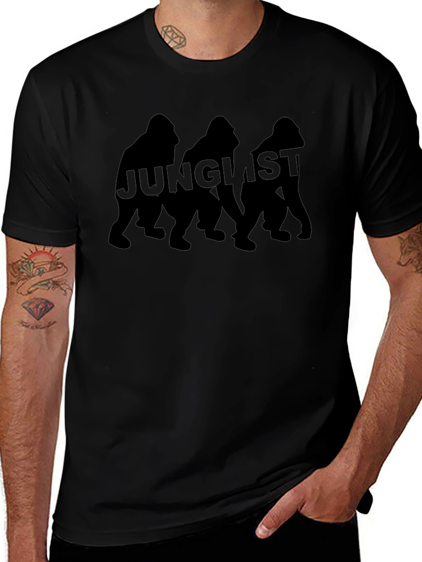 Junglist Gorilla Graphic T-Shirt - Black