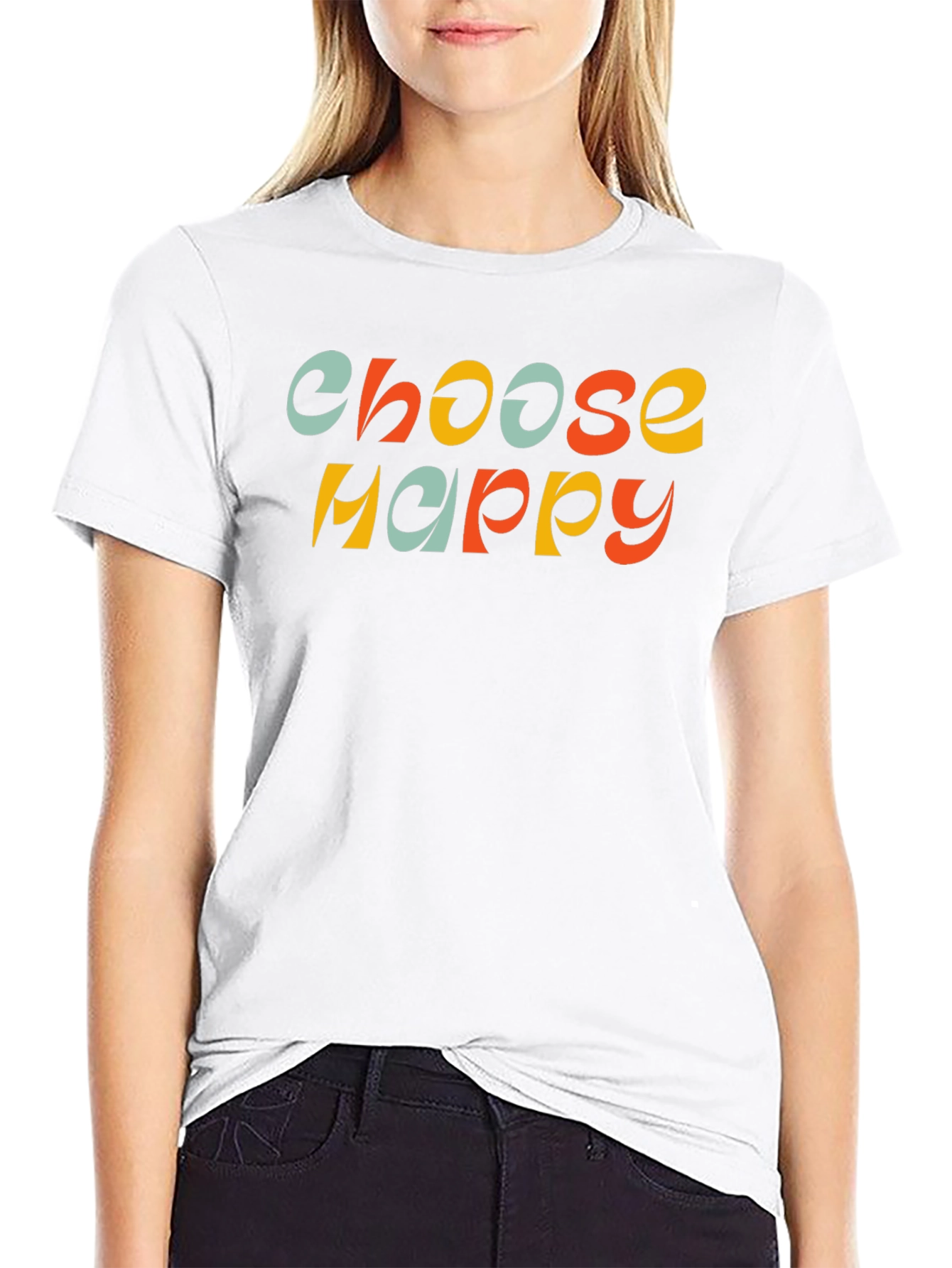 Choose Happy Retro Graphic Tee - Black