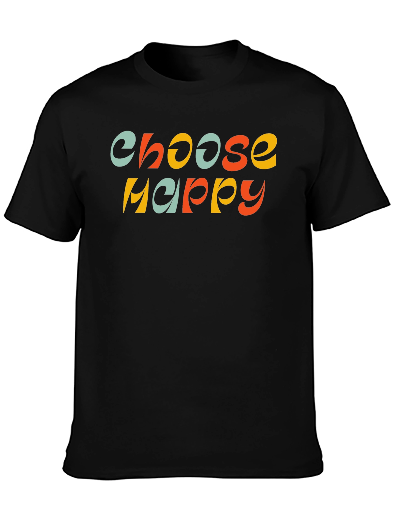 Choose Happy Retro Graphic Tee - Black